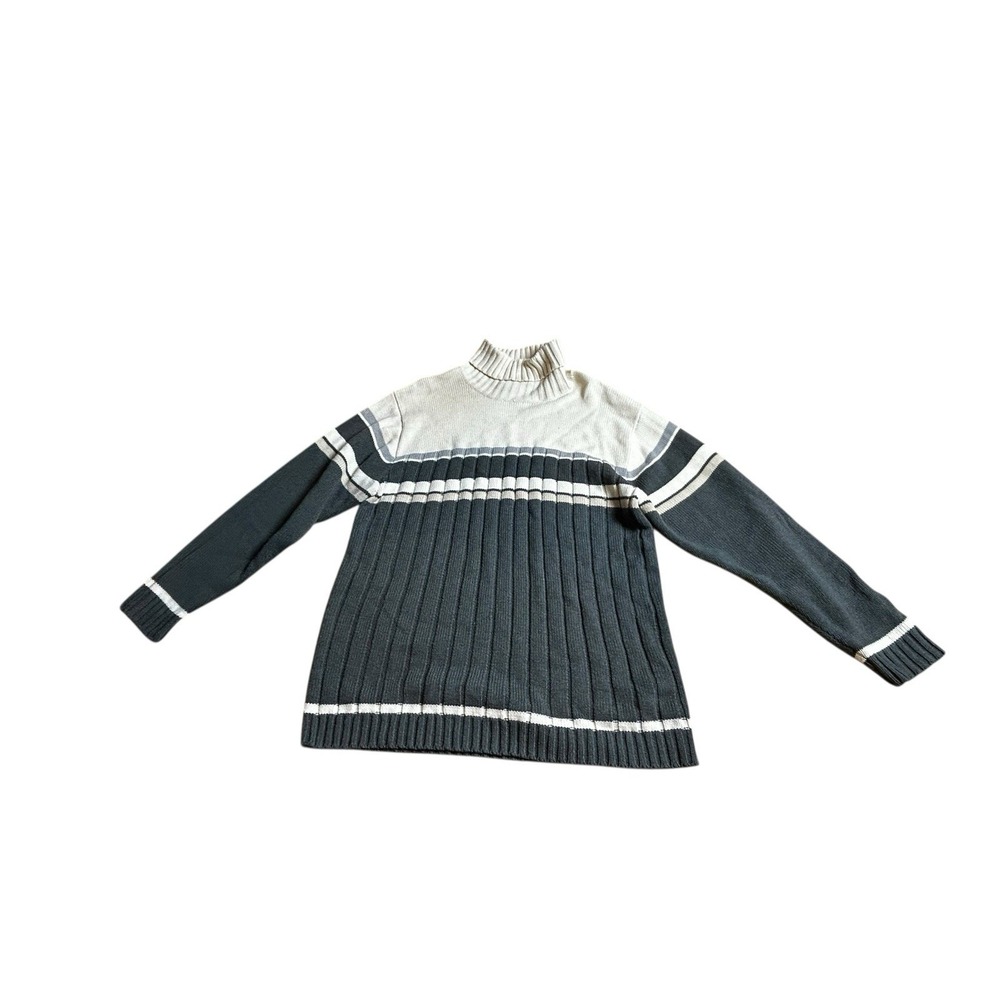 Vintage Y2k Southpole Sweater Mens Large‎ Stripe Mock Neck Ribbed Turtleneck